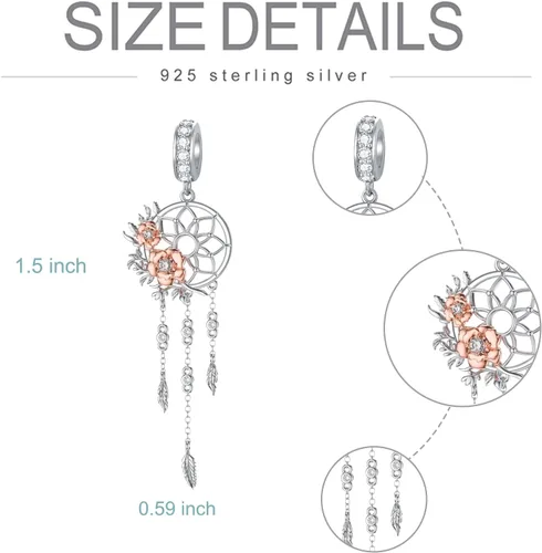 Miniatura 5 de MBSUUH Dream CatcherPineapplePantherMonkeyHouse Charms for Bracelets 925 Sterling Silver Jewelry Gifts for Women Wife Mom