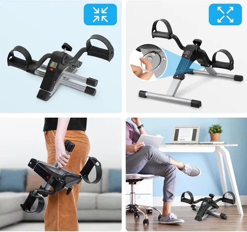 Miniatura 2 de Uten ejercitador de pedales plegable, ejercitador de pedales de bicicleta bajo escritorio, mini bicicleta de ejercicio bajo escritorio con pedal