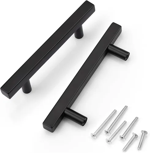 Miniatura 23 de KNOBWELL - Paquete de 5 tiradores modernos de acero inoxidable para puertas de armarios, cajones de cocina, baño, distancia entre agujeros 2.52 Negro