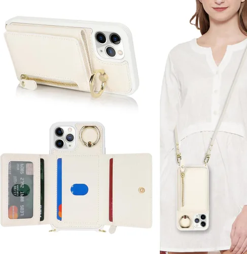 Miniatura 11 de Funda para iPhone 8 Plus con Portarjetas, Funda de Teléfono para iPhone 8 Plus con Correa Bandolera Cordón Anillo de Soporte, Funda Cartera iPhone 7