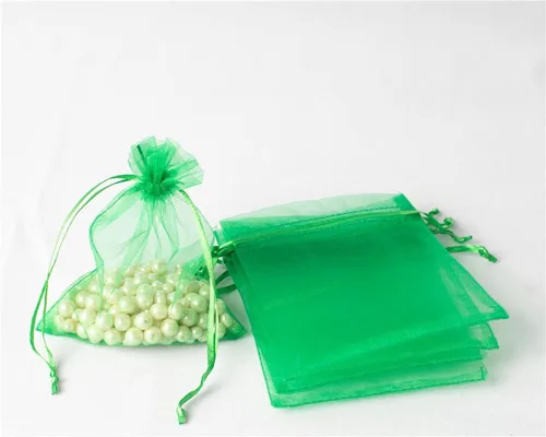 Miniatura 4 de Paquete de 50 bolsas de organza de regalo con cordón verde de 4 x 6 pulgadas para baby shower, Navidad, cumpleaños de bebé, recuerdo de fiesta