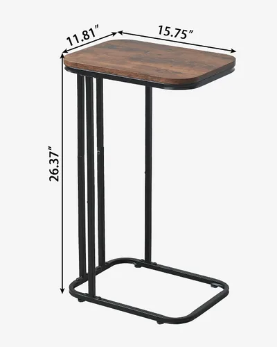 Miniatura 3 de KJGKK Juego de 2 mesas auxiliares en forma de C, mesa auxiliar pequeña de 26.6 pulgadas de alto para sofá, cama, mesa alta de bandeja de TV