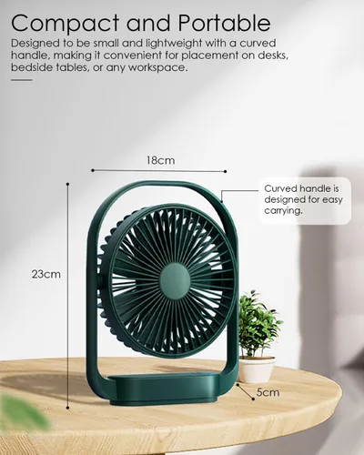 Miniatura 7 de AceMining Ventilador, ventiladores silenciosos y refrigeración, ventiladores recargables, ventilador de escritorio con 4 velocidades, ventilador USB