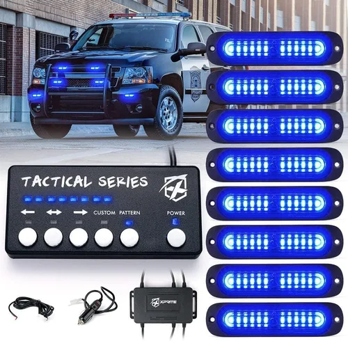 Miniatura 20 de Xprite Kit de luces estroboscópicas LED ámbar para montaje en superficie, parrilla de parrilla lateral, luz intermitente de advertencia