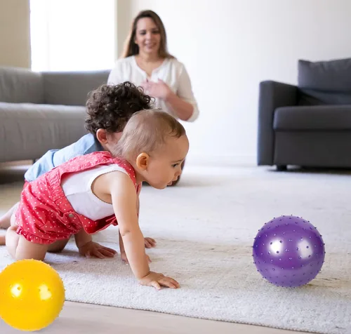 Miniatura 3 de Bedwina Knobby Balls - Bulk 7 Inch Sensory and Spiky Massage Stress Balls for Toddlers, with Pump, Fun & Bouncy for Toddler, Kids Party Favors