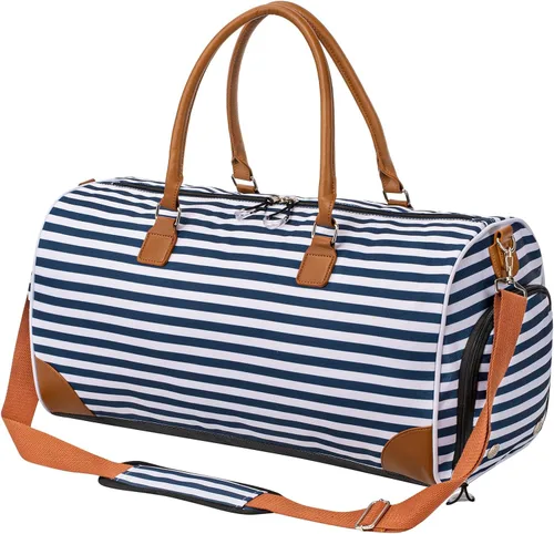 Kuston Bolsas deportivas para gimnasio con compartimento para zapatos bolsas de viaje para hombres y mujeres Franjas Azules