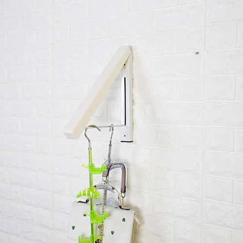 Miniatura 7 de Perchero plegable para colgar ropa, para colgar en la pared, colgador retráctil para ropa, fácil de instalar, fuerte carga y soporte de carga Blanco