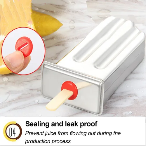 Miniatura 5 de Juego de 6 moldes de paletas de acero inoxidable, moldes de metal para paletas, máquina casera para hacer golosinas de hielo con 50 palos de madera
