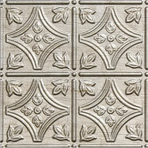 Miniatura 17 de FASÄDE Panel de techo decorativo de vinilo con pegamento de estilo tradicional y patrón 1 en níquel cepillado (muestra de 12 x 12 pulgadas)