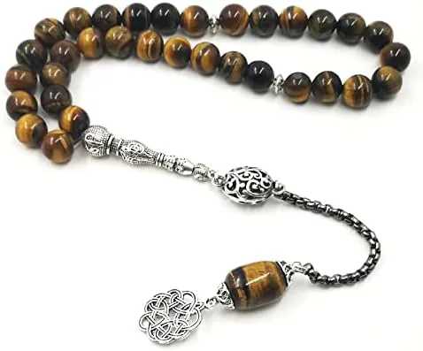 ALBASHAN Ojos de tigre naturales Tasbih rosario musulmán islam 33 45 66 99 cuentas de oración arabia saudita joyería de moda árabe pulsera turca