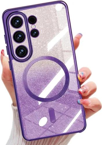 Miniatura 55 de Misscase Funda magnética compatible con iPhone 14 con purpurina y protector de lente de cámara, protección completa, compatible con MagSafe