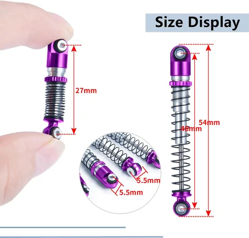 Miniatura 4 de MORLORDY Aleación de aluminio 4 piezas RC Shock 1.890 in amortiguadores ajustables amortiguadores para choques SCX24 1.890 in actualizaciones 1/24