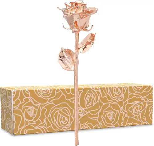 Fantasy Rose Rosa bañada en oro rosa, única y eterna, sumergida a mano en rosa de oro rosa, de 11 a 12 pulgadas