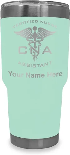 Miniatura 16 de LaserGram Vaso aislado al vacío de 20 onzas, asistente de enfermera certificada por CNA, grabado personalizado incluido (negro)