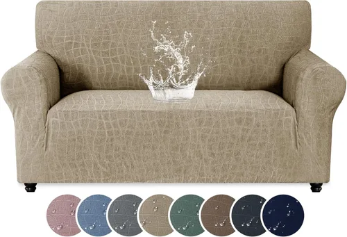 Miniatura 10 de MAXIJIN Funda impermeable para sillón de sala de estar, 1 pieza elástica con brazos, protector de muebles lavable para perros y mascotas (S, café)