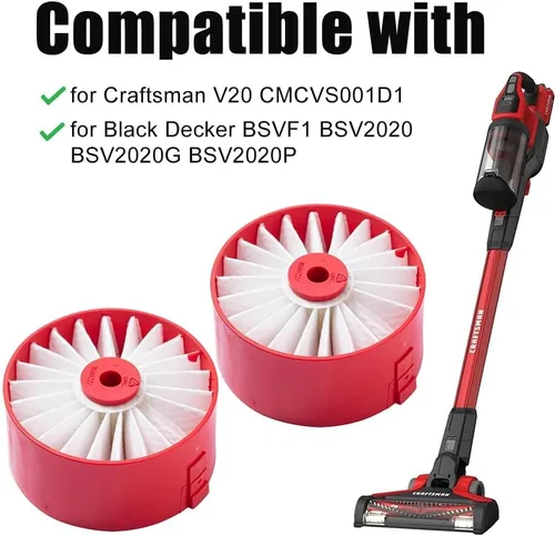 Miniatura 2 de Paquete de 2 filtros HEPA N858184 de repuesto para aspiradora Craftsman V20 inalámbrica CMCVS001D1, para aspiradora Black Decker BSVF1 BSV2020