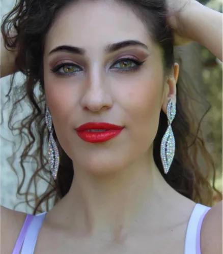 Miniatura 2 de Flyonce - Aretes caídos de diamantes de imitación y diseño de 2 hojas para novia