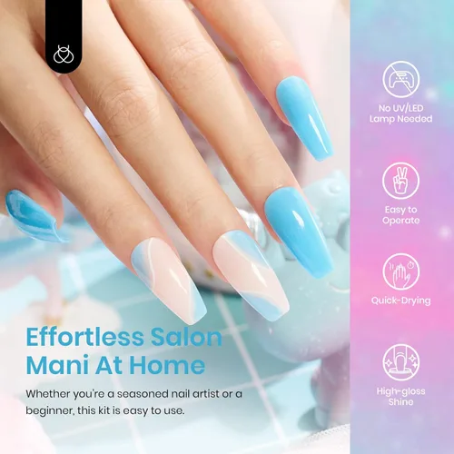 Miniatura 5 de Beetles - Kit de iniciación de uñas en polvo de inmersión, 20 colores, pastel, nude, azul, rosa, purpurina, 36 piezas, juego de polvos de inmersión