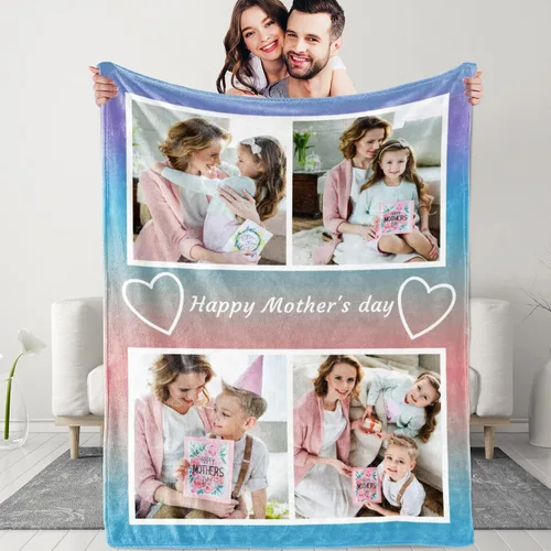 Miniatura 7 de Manta personalizada para el Día de la Madre con collage de fotos, manta personalizada con fotos para mamá, abuela, esposa regalos de hija e hijo