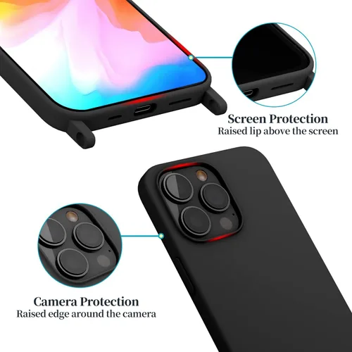 Miniatura 2 de Funda compatible con iPhone 15 Pro con cordón, funda cruzada para iPhone con correa ajustable a prueba de golpes protección contra caídas, funda