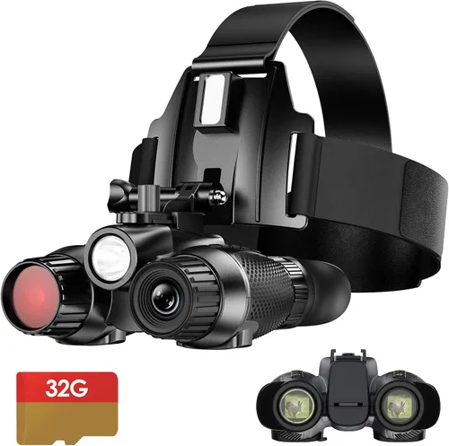 Gafas de visión nocturna montadas en la cabeza 3D, luz blanca, iluminación suplementaria, binoculares infrarrojos, visión nocturna, prismáticos,