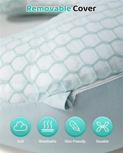 Miniatura 6 de Almohada de lactancia para lactancia materna, almohada de alimentación desmontable 3 en 1 con cojines de apoyo extraíbles, elevación suave para Verde