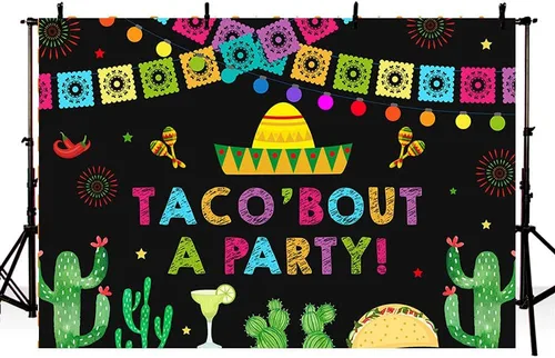 Miniatura 3 de Telón de fondo de fiesta de 7 x 5 pies, banderas coloridas de cactus, fondo de fotografía, decoración de baby shower, fiesta mexicana, despedida