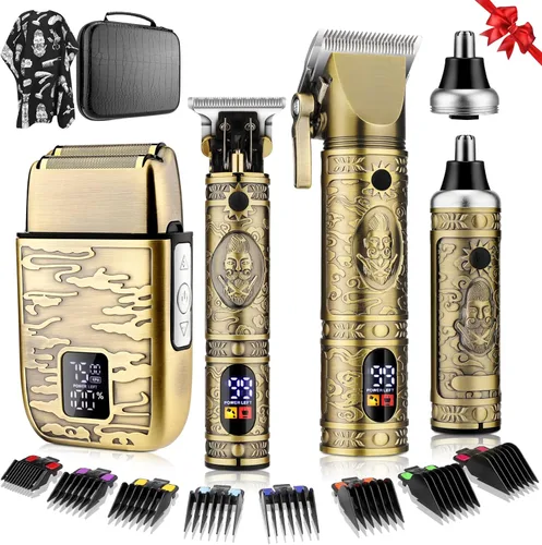 QREEYX Cortadora de pelo para hombre, recortadora de pelo en T, recortadora de pelo de nariz, juego de afeitadora eléctrica profesional de cuerpo de