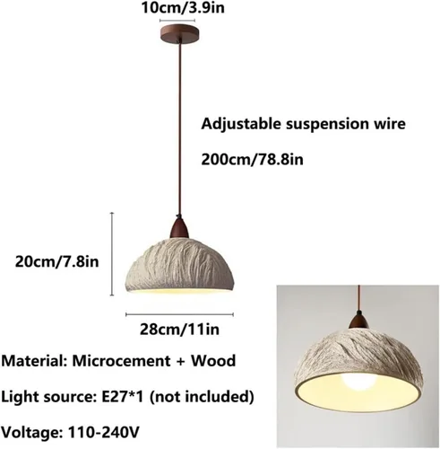 Miniatura 7 de Creative Round Microcement Hanging Lights Retro Industrial Pendant Light Wood Concrete Lamparas Chandelier Indoor Lighting