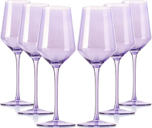 Miniatura 8 de comfit Juego de copas de vino de colores de 6 a 15 onzas sopladas a mano con tallo largo y borde delgado, copas de vino rojo/blanco, copas de vino