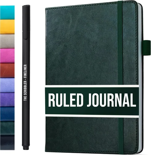 Miniatura 10 de Cuaderno rayado para escribir, 200 páginas, papel grueso de 4.23 oz/m² con notas adhesivas, lazo para bolígrafo, banda elástica, tapa dura de cuero