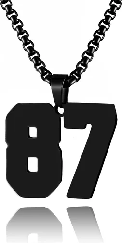 Miniatura 69 de Collar de Número Dorado para Hombre, Cadena de Acero Inoxidable con Colgante de Número para Atletas, Joyería Deportiva Personalizada para Niños