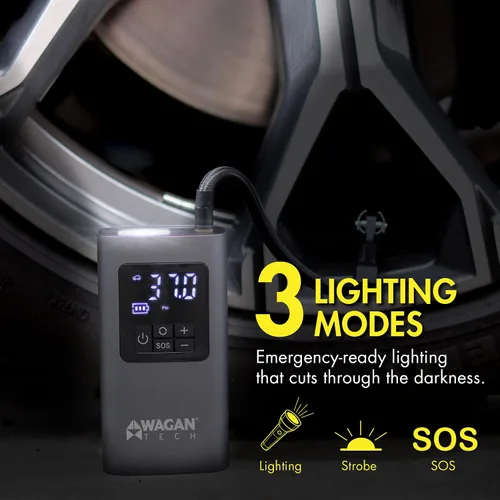 Miniatura 5 de Wagan EL7317 Inflador de neumáticos de aire inalámbrico, bomba de aire portátil de 150 PSI con apagado automático de luz LED compresor de aire