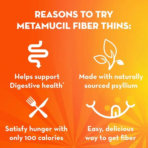 Miniatura 3 de Metamucil, Fiber Thins, suplemento diario de fibra de cáscara de psyllium, apoya la salud digestiva y satisface el hambre, sabor crujiente