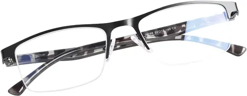 Miniatura 11 de FONHCOO - Gafas de lectura para mujeres y hombres, gafas de lectura con bloqueo de luz azul, metal, medio marco, lectores de computadora, anti
