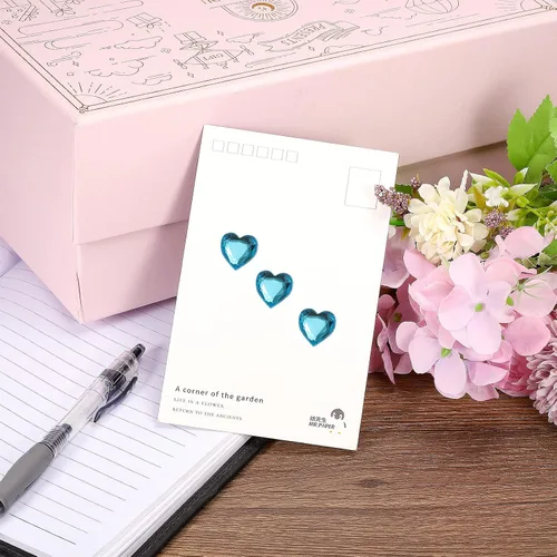 Miniatura 5 de MECCANIXITY 144 calcomanías autoadhesivas de diamantes de imitación de corazón de 0.394 pulgadas para maquillaje de San Valentín, artes y Azul