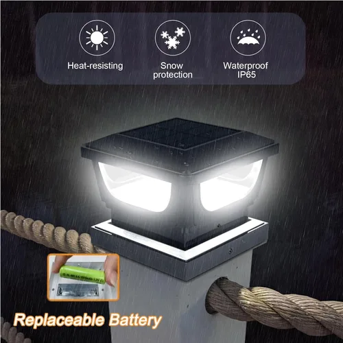 Miniatura 5 de Luces solares para postes de metal de 3 x 3 pulgadas y valla de vinilo de madera de 4 x 4, paquete de 2 – IP65 impermeable, brillante 120 lúmenes