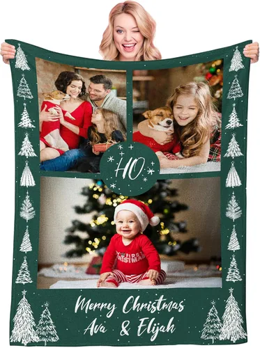 Miniatura 11 de Manta personalizada con texto fotográfico, manta de Navidad personalizada, manta de franela personalizada para bebés, familiares, parejas y amigos