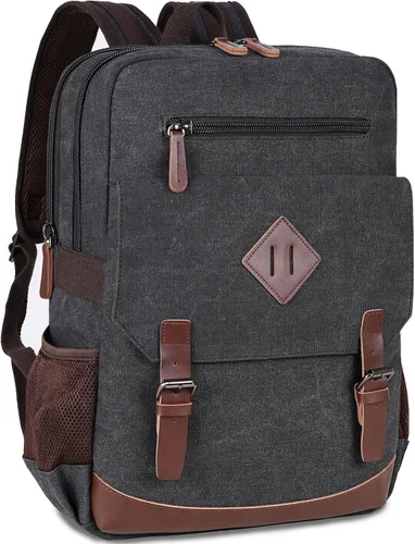 CROCOD Mochila de lona para laptop de 15.6 pulgadas, mochila de viaje vintage para hombres y mujeres, bolsa de computadora para trabajo, negocios,