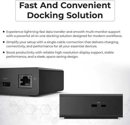 Miniatura 5 de Lenovo 40BF0100US USB4 Docking Station for Laptops with 100W Adapter, HDMI, DisplayPort, USB C Cables & Cloth - Docking Station