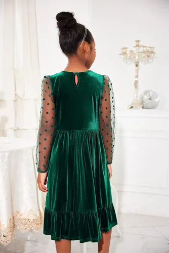 Miniatura 4 de Arshiner Vestidos de manga larga de terciopelo para niñas