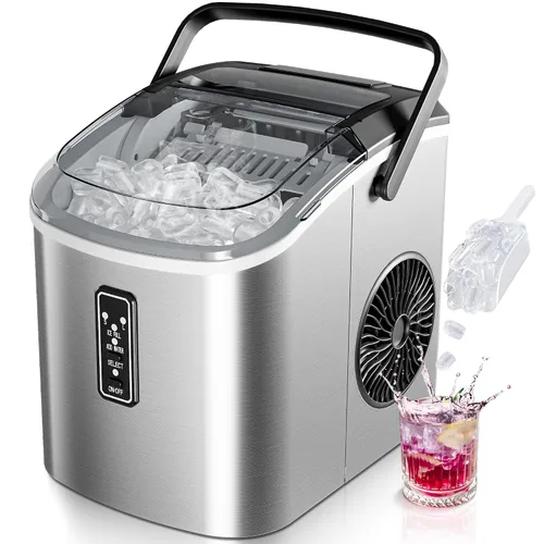 Miniatura 10 de EUHOMY Máquina inteligente para hacer hielo con pepitas para encimera, máquina de hielo de guijarros con control de aplicación/Alexa, 40 libras/24
