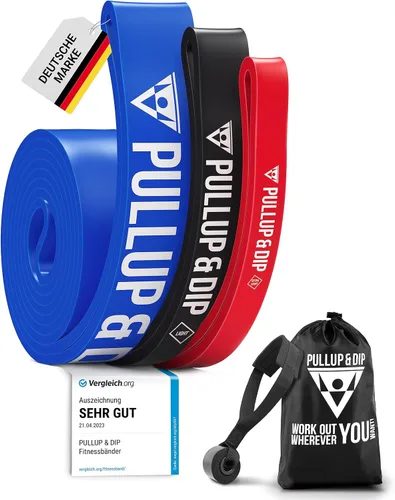 Miniatura 10 de Pullup & DIP Bandas de Fitness, Bandas de Resistencia con Bolsa, Anclaje de Puerta (con Juegos) y Guía de Ejercicios - Individual y en Conjunto