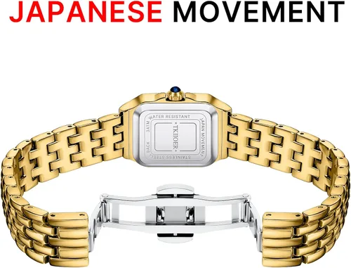 Miniatura 3 de Relojes pequeños de oro para mujer, relojes vintage con esfera romana para mujer, reloj analógico de caja rectangular para mujer