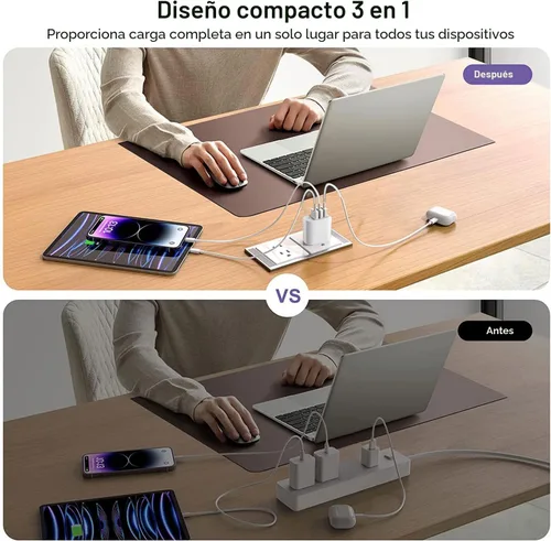 Miniatura 2 de Cargador de pared USB de 3 puertos, compatible con iPhone 14/13/12/11 Pro Max, Mini, SE, XR, XS Max, XS, X,8 Plus, iPad Pro, Air, Mini, Samsung