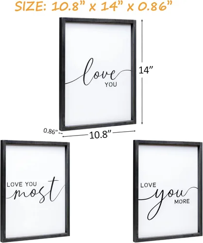 Miniatura 7 de Juego de 3 letreros con texto en inglés "I Love You More" con texto en inglés "I Love You Most Sign", decoración de pared para dormitorio y sala