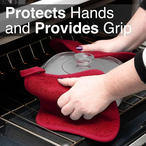 Miniatura 5 de RITZ Guante de olla y protector térmico de rizo: Resistente al calor sin igual, duradero 100% algodón – Diseñado ergonómicamente para un agarre