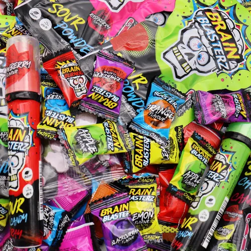 Miniatura 11 de Brain Blasterz Paquete variado de caramelos súper ácidos MEGA, caja de caramelos ácidos con 22 piezas, caramelos navideños, paquete variado
