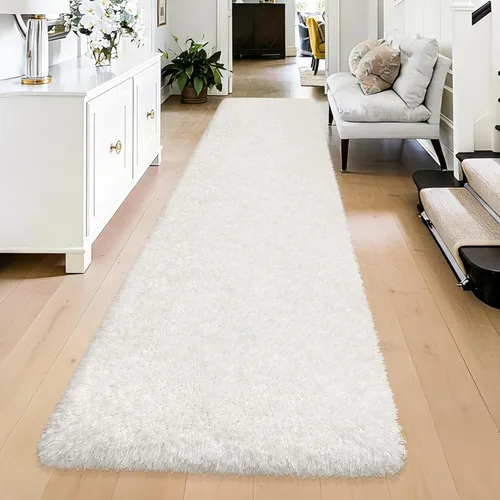 Miniatura 33 de Alfombras suaves para dormitorio, alfombra de pasillo de 2 x 6 pies, alfombra de felpa lanuda antideslizante para mesita de noche, sofá, sala