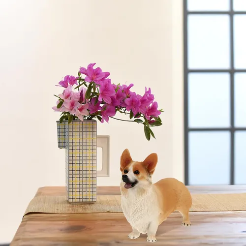 Miniatura 6 de IMIKEYA Figura de Corgi galés, mini estatua de perro de resina, estatua de perro pequeño de Corgi para pastel, escultura de estatua de animal